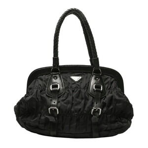 Prada Tessuto Gaufre Framed Satchel Black